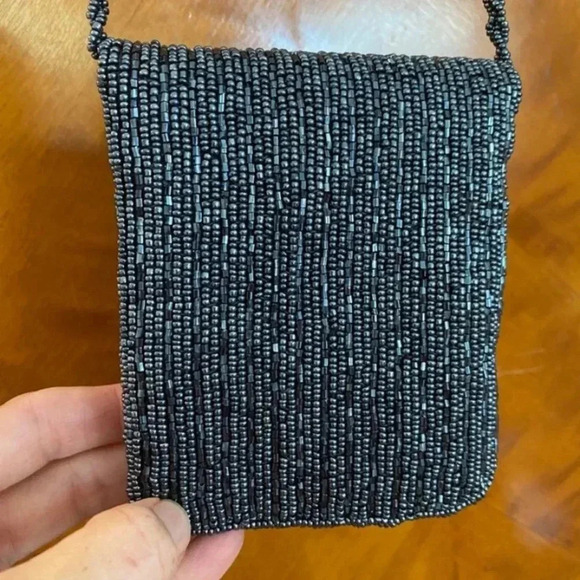 Jessica McClintock Womens Vintage Beaded Gray Small Crossbody Purse - Picture 3 of 4